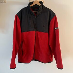 Tommy Hilfiger Red and Black Full-Zip Fleece Jacket